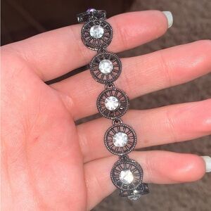 Elegant Silver Bracelet with Clear Accents